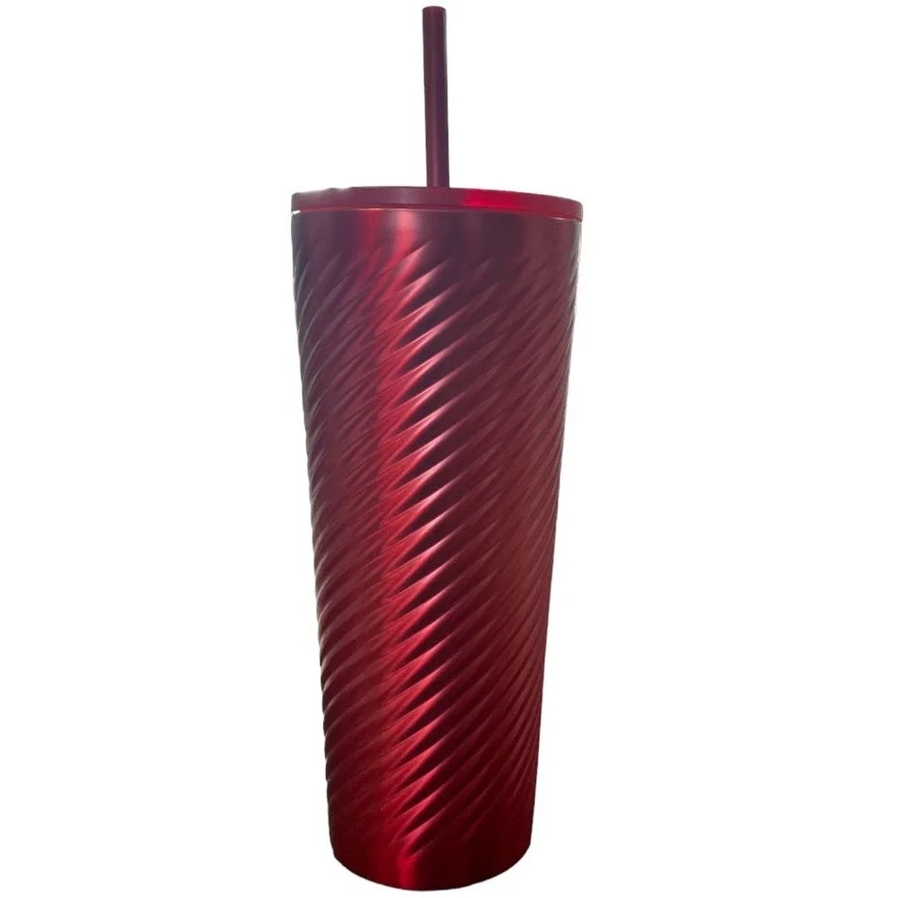 Starbucks Candy Textured Stainless Steel Cold Cup Tumbler 24 Ounce Cherry Red